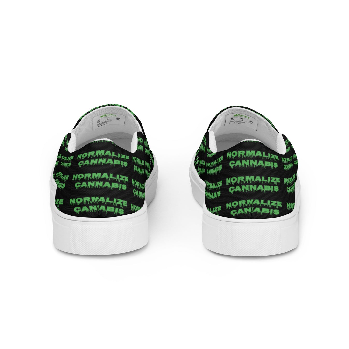Men’s Normalize Cannabis slip-on canvas shoes Black and Green