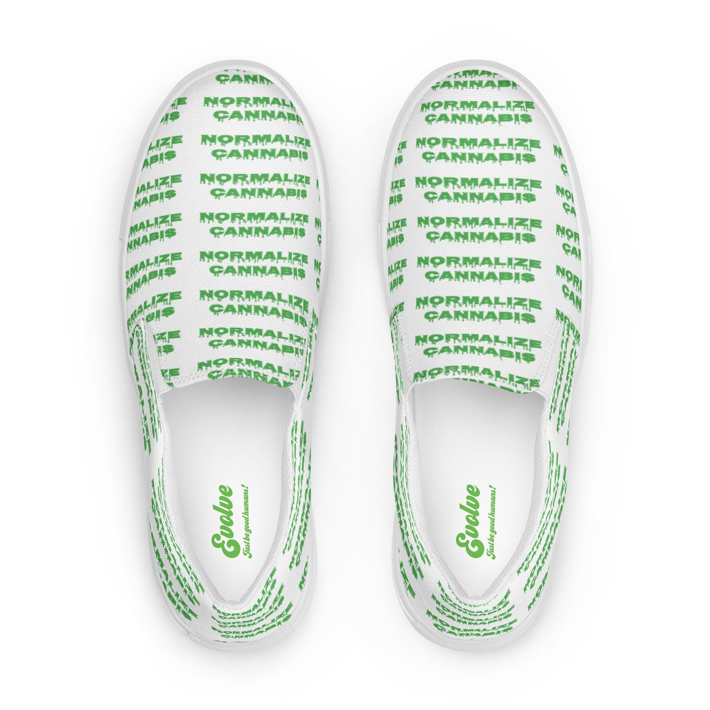 Men’s Normalize Cannabis slip-on canvas shoes White and Green