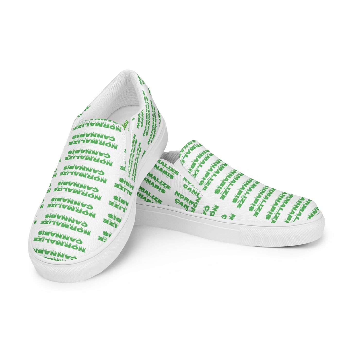 Men’s Normalize Cannabis slip-on canvas shoes White and Green